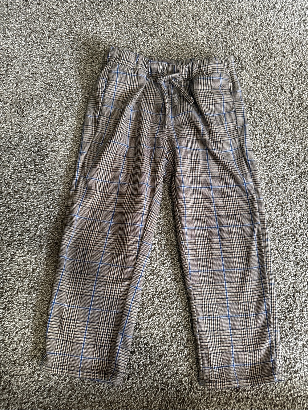 H&M Plaid Kids Pants — Brown with Blue Windowpane